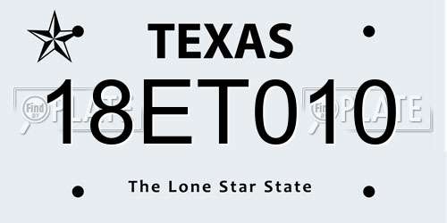 18ET010 Texas License Plate