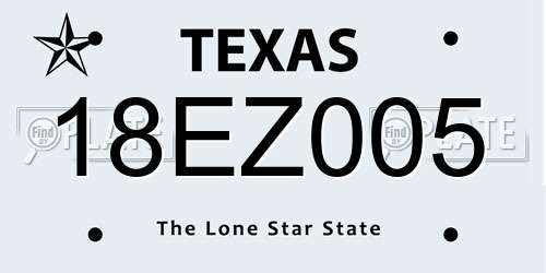 18EZ005 Texas License Plate
