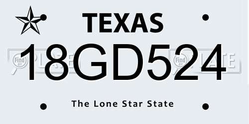18GD524 Texas License Plate