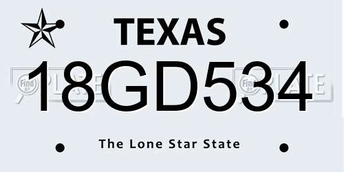 18GD534 Texas License Plate