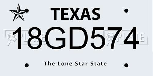 18GD574 Texas License Plate