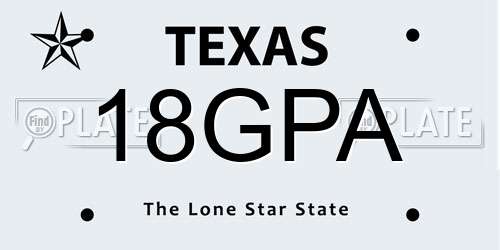 18GPA Texas License Plate
