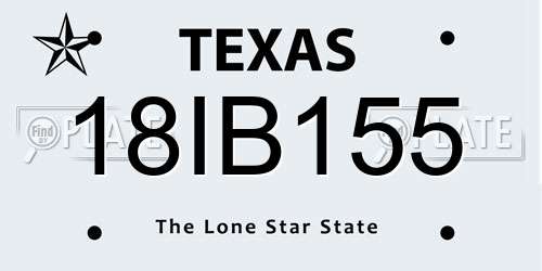 18IB155 Texas License Plate