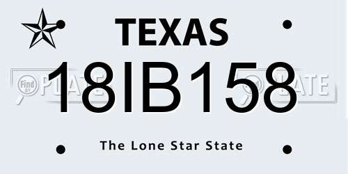 18IB158 Texas License Plate