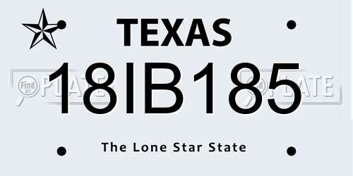 18IB185 Texas License Plate