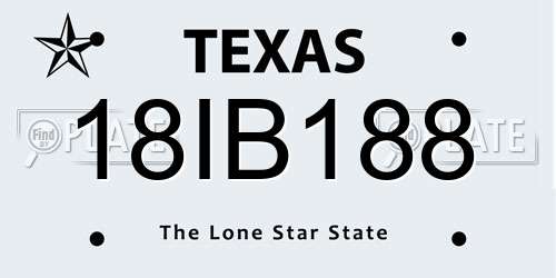 18IB188 Texas License Plate