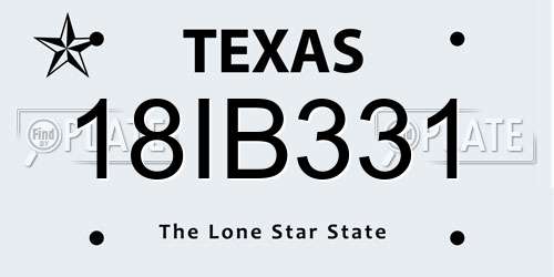 18IB331 Texas License Plate