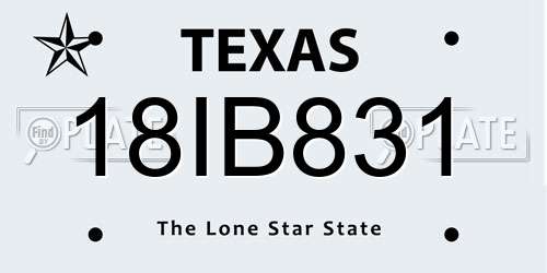 18IB831 Texas License Plate