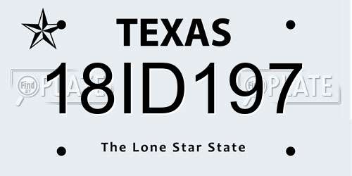 18ID197 Texas License Plate