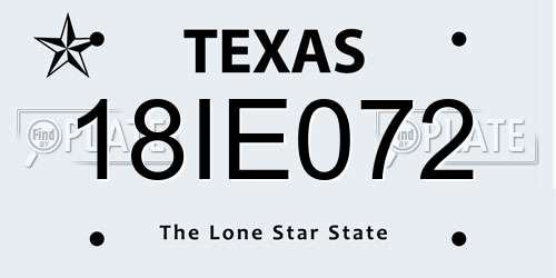 18IE072 Texas License Plate