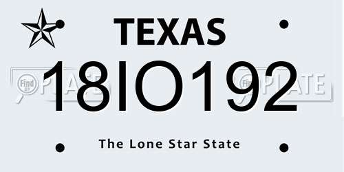 18IO192 Texas License Plate
