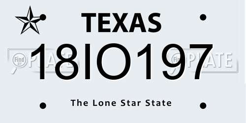 18IO197 Texas License Plate