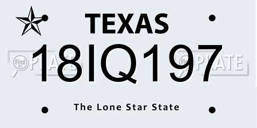 18IQ197 Texas License Plate