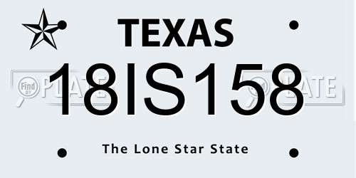 18IS158 Texas License Plate