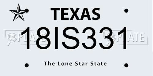 18IS331 Texas License Plate