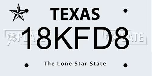 18KFD8 Texas License Plate
