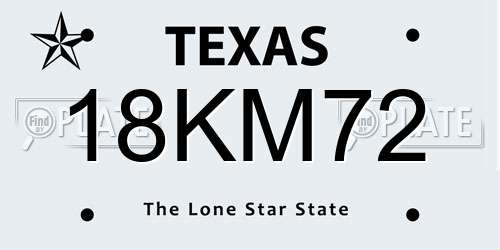 18KM72 Texas License Plate