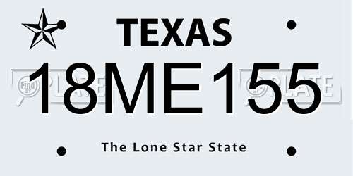 18ME155 Texas License Plate