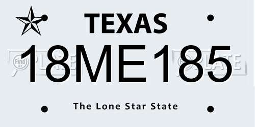 18ME185 Texas License Plate