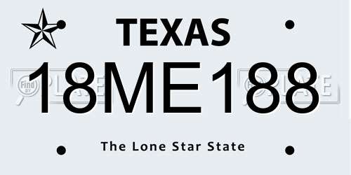 18ME188 Texas License Plate