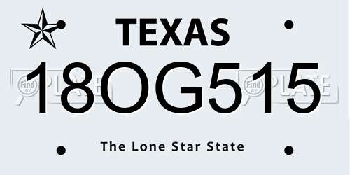 18OG515 Texas License Plate