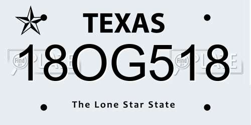 18OG518 Texas License Plate
