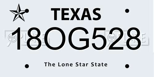 18OG528 Texas License Plate