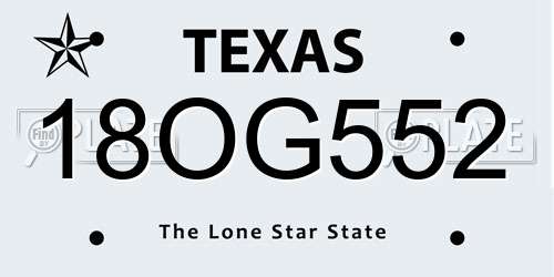 18OG552 Texas License Plate