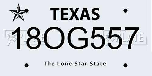 18OG557 Texas License Plate