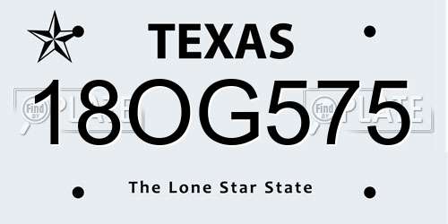 18OG575 Texas License Plate