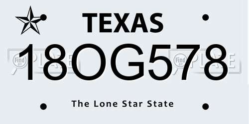 18OG578 Texas License Plate