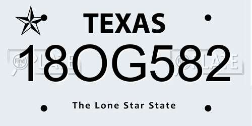 18OG582 Texas License Plate