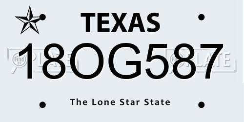 18OG587 Texas License Plate