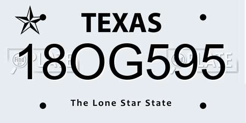 18OG595 Texas License Plate