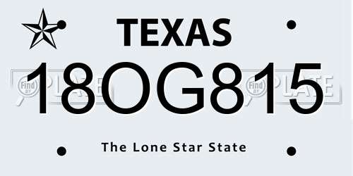 18OG815 Texas License Plate