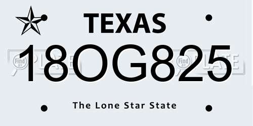 18OG825 Texas License Plate