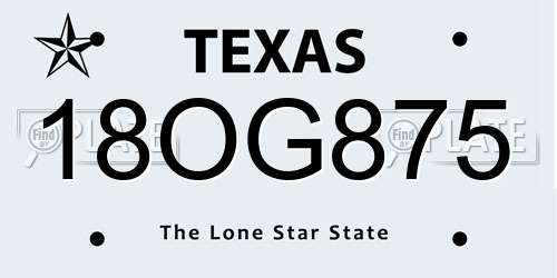 18OG875 Texas License Plate