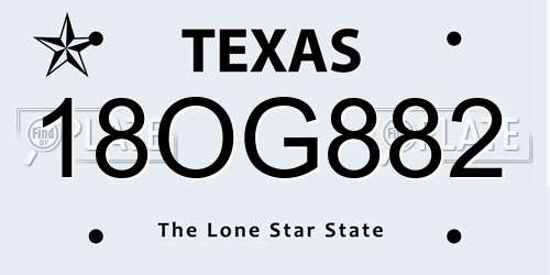 18OG882 Texas License Plate