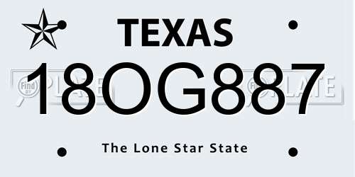 18OG887 Texas License Plate