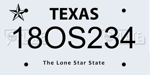 18OS234 Texas License Plate