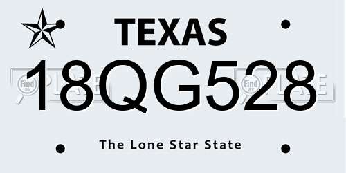 18QG528 Texas License Plate