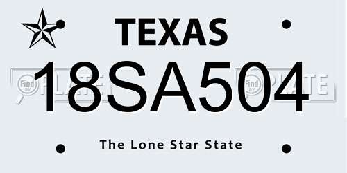 18SA504 Texas License Plate