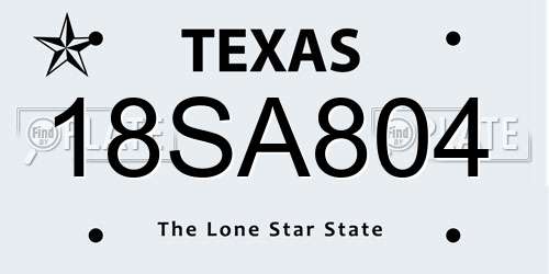 18SA804 Texas License Plate