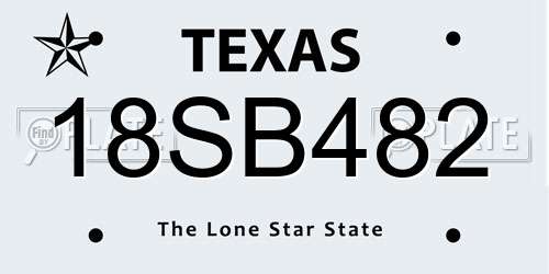 18SB482 Texas License Plate