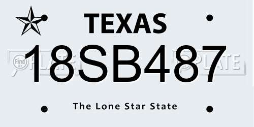 18SB487 Texas License Plate
