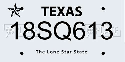 18SQ613 Texas License Plate