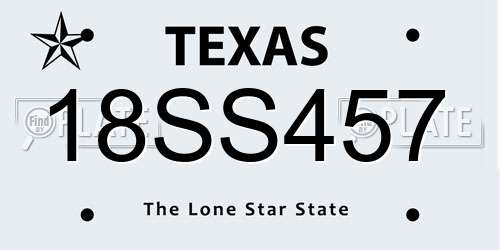 18SS457 Texas License Plate