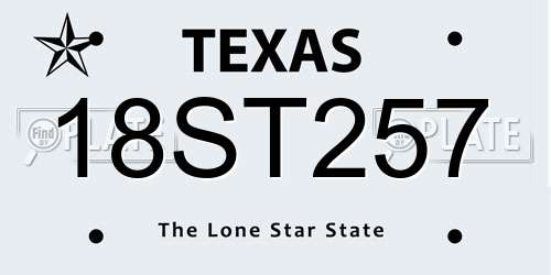 18ST257 Texas License Plate