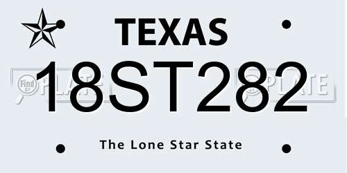 18ST282 Texas License Plate