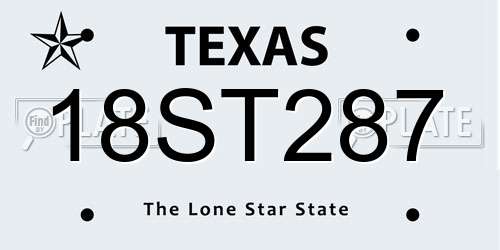 18ST287 Texas License Plate